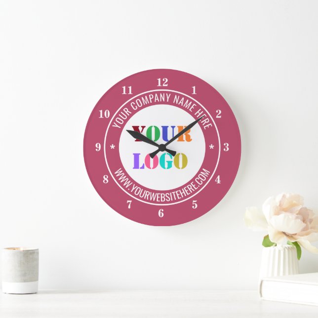 Custom Company Logo Text Business Clock Example (Home)