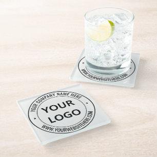 Custom Company Logo Text Business Glass Coaster