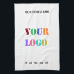 Custom Company Logo Text Business Kitchen Towel<br><div class="desc">Custom Colours and Fonts - Personalised Kitchen Towels with Your Company Logo and Name Text Info Business Promotional or Modern Personal Kitchen Towel / Gift - Make Unique Your Own Design - Add Your Logo - Image - Photo or QR Code / Name - Info or Custom Text - Resize...</div>