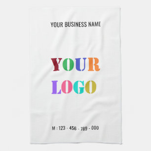 Custom Company Logo Text Business Kitchen Towel