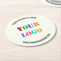 Custom Company Logo Text Business Paper Coaster