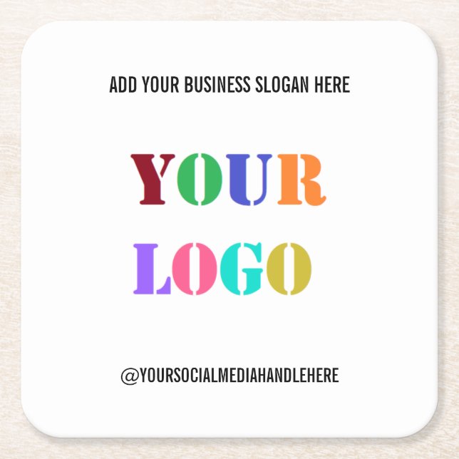 Custom Company Logo Text Business Paper Coaster (Front)