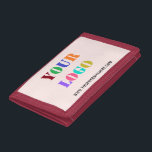 Custom Company Logo Text Business Trifold Wallet<br><div class="desc">Custom Colours and Fonts - Personalised Wallets with Your Company Logo and Text Promotional Business Wallet Gift - Add Your Logo / Image or QR Code - Photo / and Website - Name - Custom Text / More - Resize and move elements with Customisation tool. Choose / add your favourite...</div>