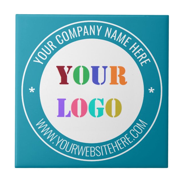 Custom Company Logo Text Ceramic Tile Your Colours (Front)
