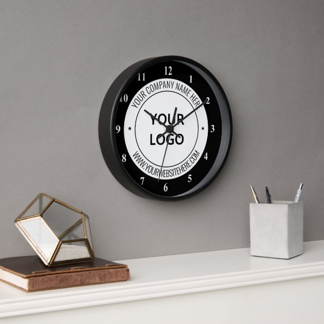 Custom Company Logo Text Clock Template Your Colou (Office)