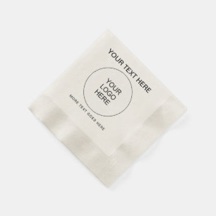 Custom Company Logo Text  Ecru Coined Cocktail Napkin