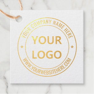 Custom Company Logo Text Foil Gift Tags Template