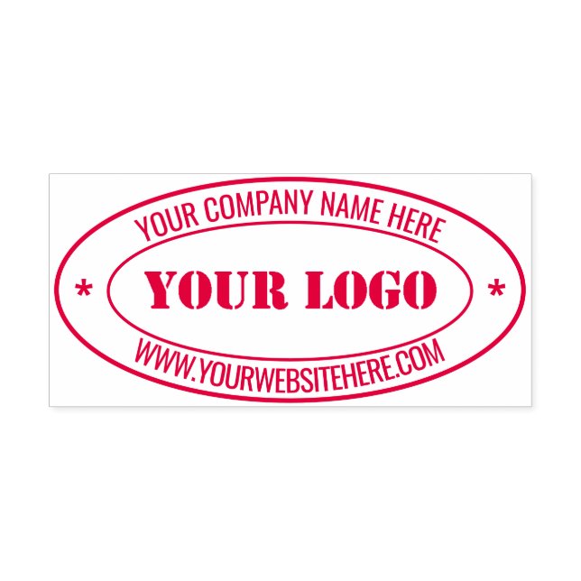 Custom Company Logo Text Oval Self-inking Stamp (Design)