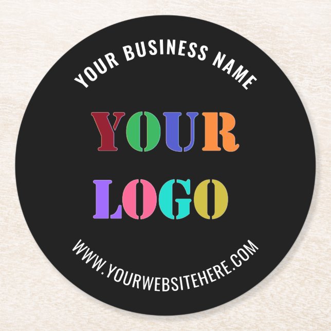 Custom Company Logo Text Paper Coasters Your Colou (Front)