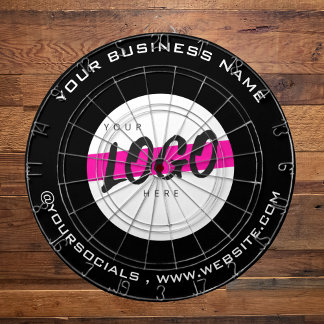 Custom Company Logo Text Promotional B&W  Dartboard