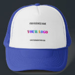 Custom Company Logo Text Promotional Business Hat<br><div class="desc">Custom Fonts and Colors - Personalized Trucker Hats with Your Company Logo Name Website or Custom Text Professional Design Promotional Business or Moder Personal Hat / Caps Gift - Add Your Logo - Image - Photo or QR Code / Name - Company / Website or E-mail or Phone - Contact...</div>
