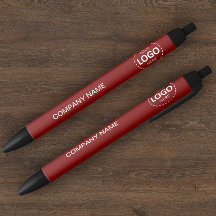 Custom Company Logo & Text Red Pen