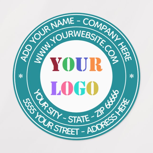 Custom Company Logo Text Round Labels Your Colours (Design 3)