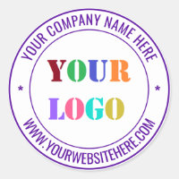 Custom Company Logo Text Round Sticker Template
