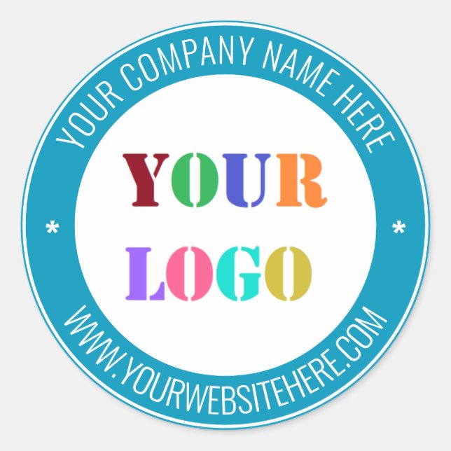 Custom Company Logo Text Round Sticker Your Colour (Front)