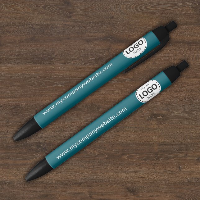 Custom Company Logo & Text Teal Blue Ink Pen (Creator Uploaded)
