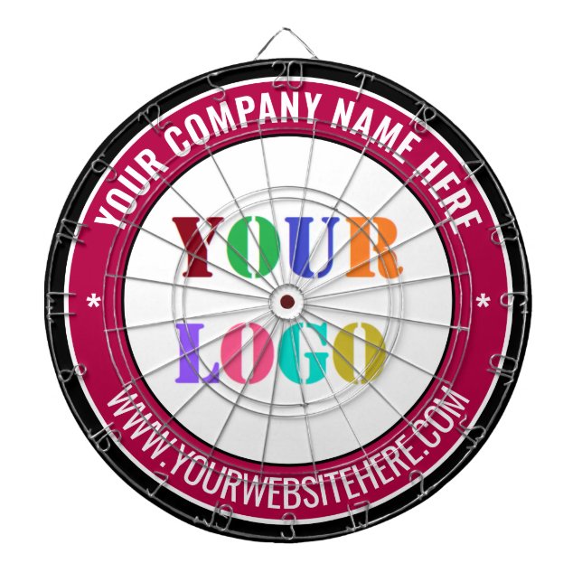 Custom Company Logo Text Your Business Dart Board (Front)