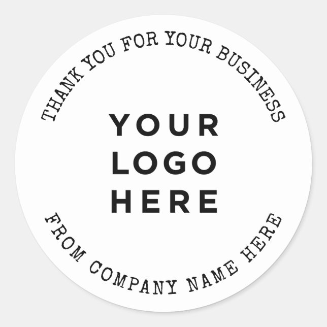 Custom Company Logo Thank You For Your Business Classic Round Sticker (Front)