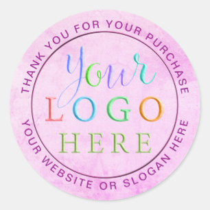 Custom Company Logo Thank You Sticker Pink