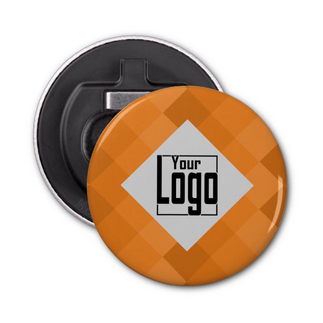 Custom Company Logo Tile Pattern Orange & Grey  Bottle Opener (Front)