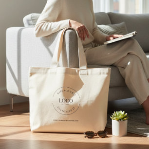 Custom company logo tradeshow swag large tote bag