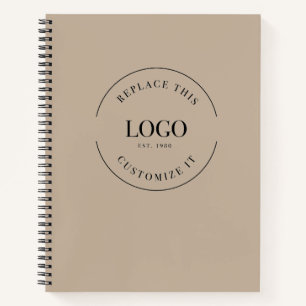 Custom Company logo website Minimalist Beige Notebook