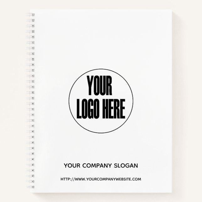 Custom Company Logo White Black | Personalise Notebook (Front)