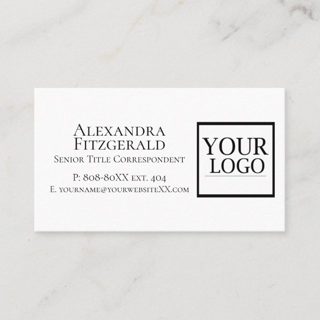 Custom Company Logo with Name and Contact Info Business Card (Front)