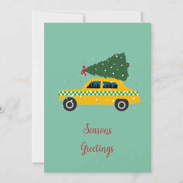 Custom Company Logo Yellow Cab Taxi Business  Holiday Card (Front)