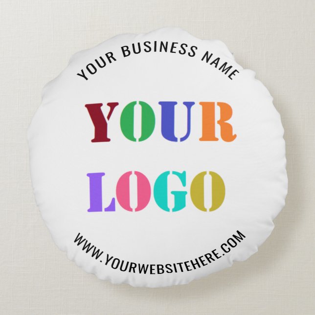 Custom Company Logo Your Business Round Pillow (Back)