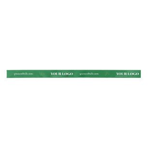 Custom Company My Logo and Website Christmas Green Satin Ribbon
