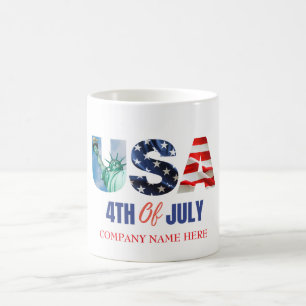 Custom Company Name 4th Of July Patriotic USA Flag Coffee Mug