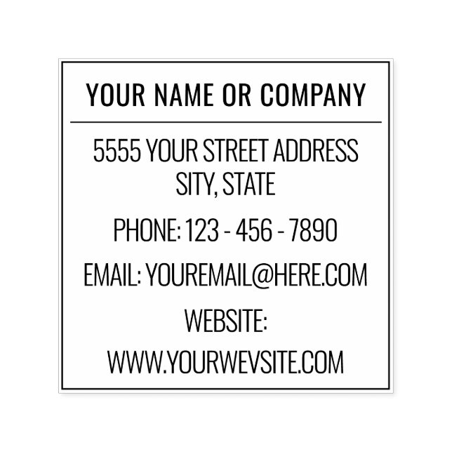 Custom Company Name Info Address Self-inking Stamp (Design)
