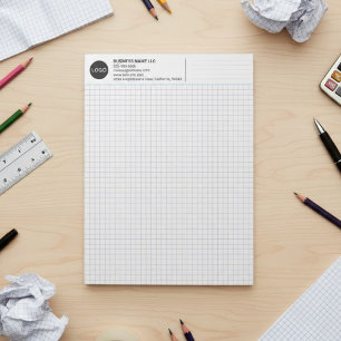 Custom Company Name & Logo, Minimalist Graph Paper Notepad