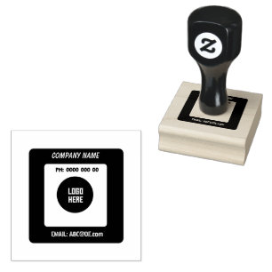 Custom Company Name Phone Email with Logo Printed Rubber Stamp