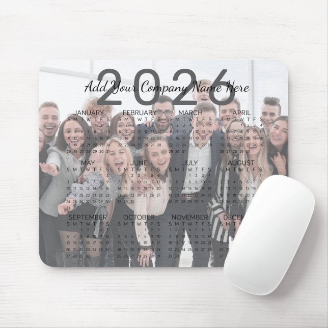Custom Company Name & Photo 2026 Calendar Mouse Pad (With Mouse)