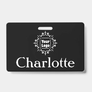 Custom Company or Business Logo and Name on Black ID Badge