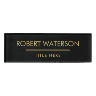 Custom Company Professional Business Logo Black Name Tag