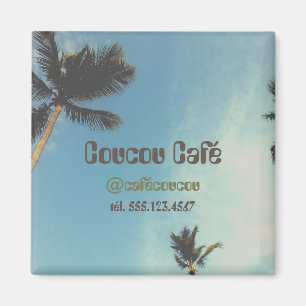 Custom company promo retro palm trees magnet
