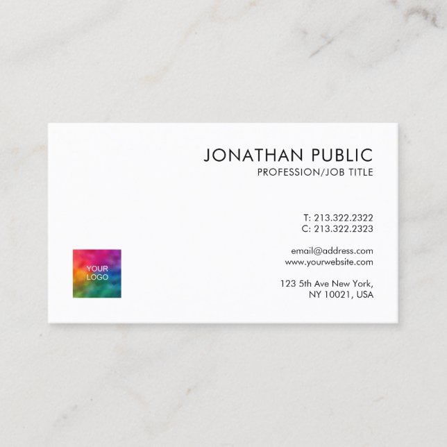 Custom Company QR Code Logo Minimalist Template Business Card (Front)
