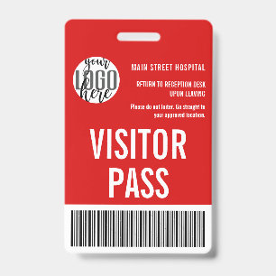 Custom Company Visitor Pass Barcode Logo ID Badge