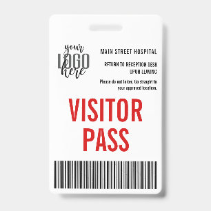 Custom Company Visitor Pass Barcode Logo ID Badge