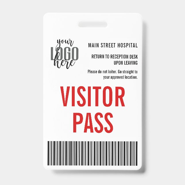 Custom Company Visitor Pass Barcode Logo ID Badge (Front)