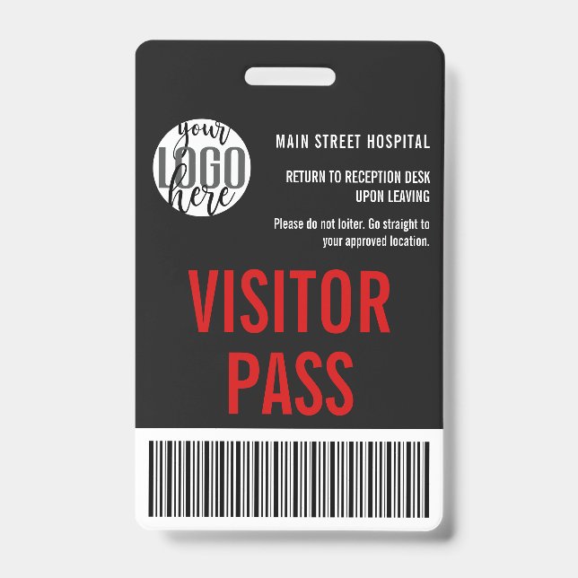 Custom Company Visitor Pass Barcode Logo ID Badge (Front)