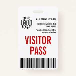 Custom Company Visitor Pass Barcode Logo ID ID Badge