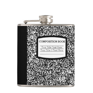 Custom Composition Book Black/White School/Teacher Hip Flask
