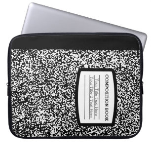 Custom Composition Book Black/White School/Teacher Laptop Sleeve