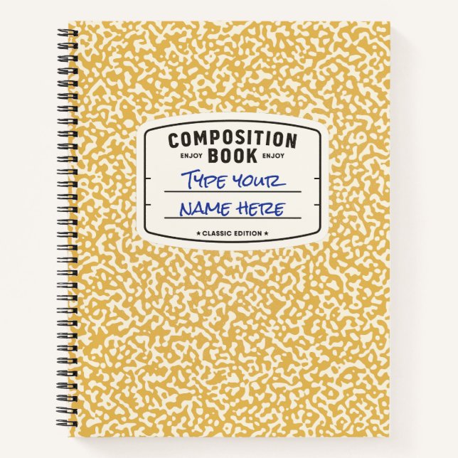 Custom Composition Notebook Yellow with Label (Front)