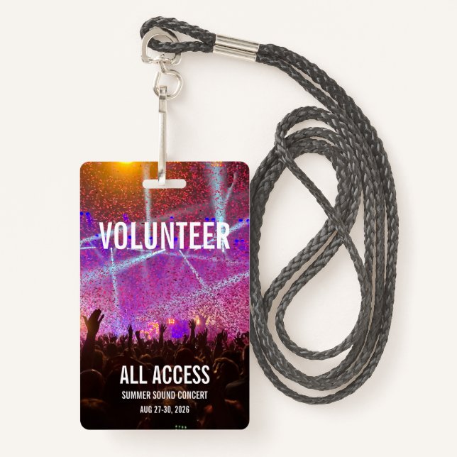 Custom Concert Badge ID Badge (Front with Lanyard)
