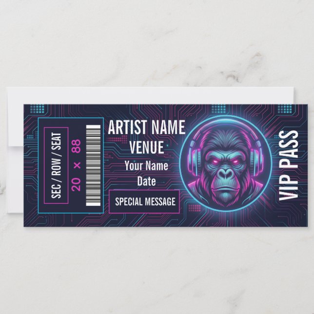 Custom Concert Ticket Gift Idea DIY Event Ticket  Invitation (Front)